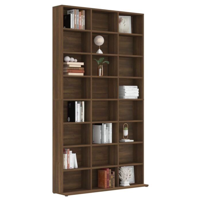 Armoire à CD Chêne marron 102x23x177,5 cm Bois d'ingénierie – Image 3
