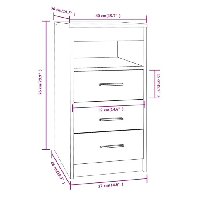 Armoire à tiroirs Chêne fumé 40x50x76 cm Bois d'ingénierie – Image 6