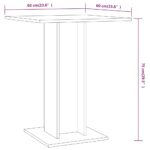 Table de bistro Chêne fumé 60x60x75 cm Bois d'ingénierie – Image 4