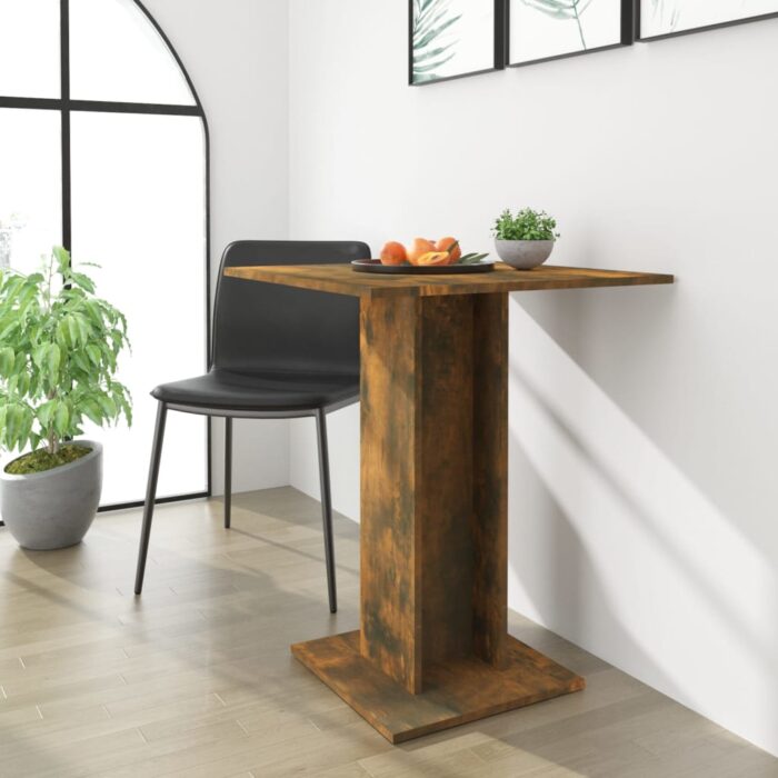 Table de bistro Chêne fumé 60x60x75 cm Bois d'ingénierie – Image 1