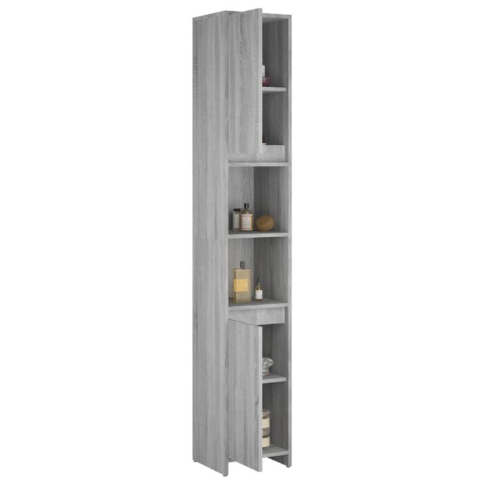 Armoire de bain Sonoma gris 30x30x183,5 cm Bois d'ingénierie – Image 2