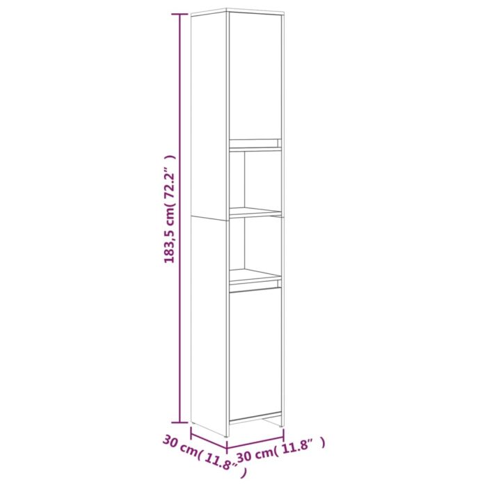 Armoire de bain Sonoma gris 30x30x183,5 cm Bois d'ingénierie – Image 6