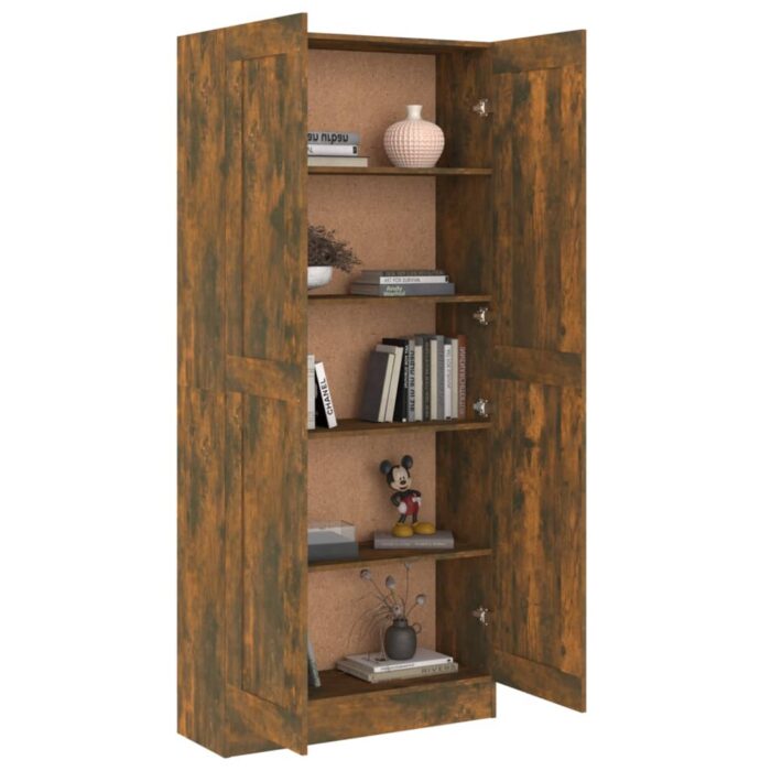 Armoire à livres Chêne fumé 82,5x30,5x185,5cm Bois d'ingénierie – Image 2