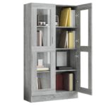 Armoire à vitrine Sonoma gris 82,5x30,5x150cm Bois d'ingénierie – Image 5