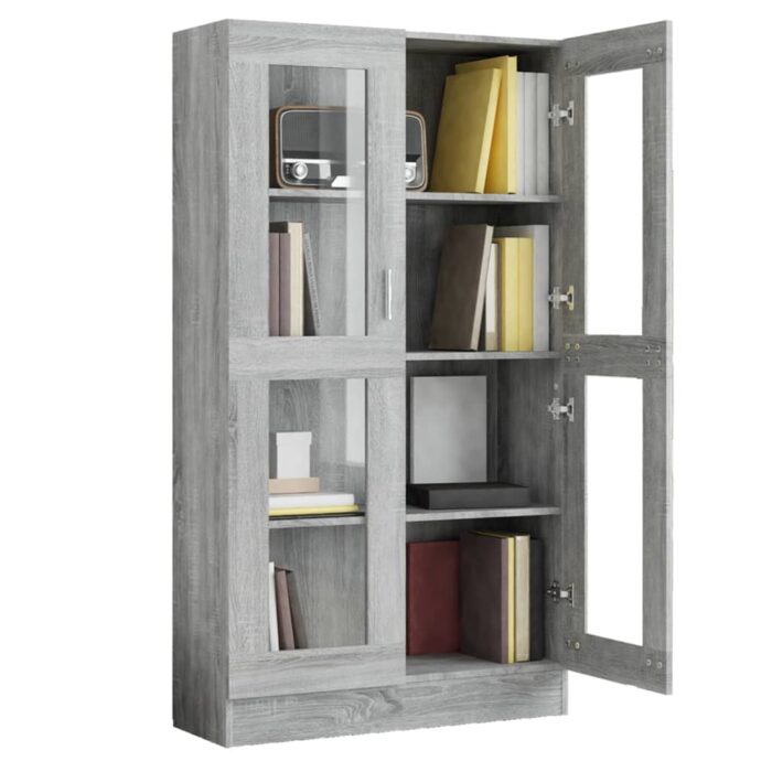 Armoire à vitrine Sonoma gris 82,5x30,5x150cm Bois d'ingénierie – Image 5