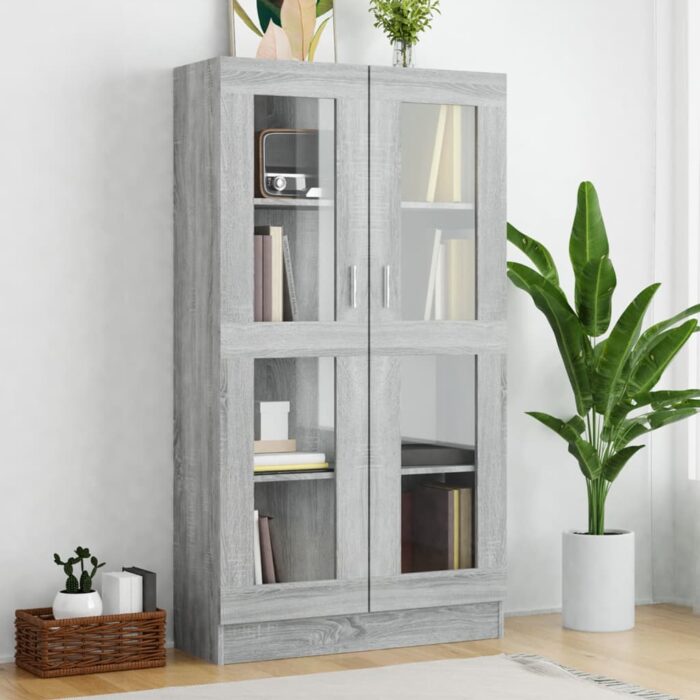 Armoire à vitrine Sonoma gris 82,5x30,5x150cm Bois d'ingénierie – Image 1