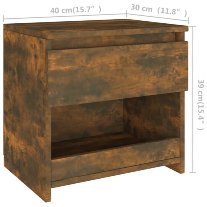 Table de chevet Chêne fumé 40x30x39 cm Bois d'ingénierie – Image 5