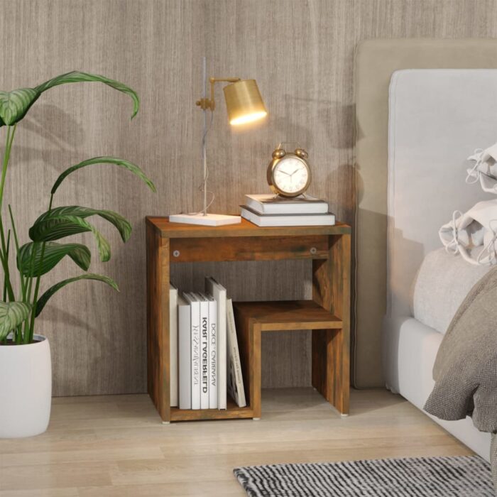 Table de chevet Chêne fumé 40x30x40 cm Bois d'ingénierie – Image 3