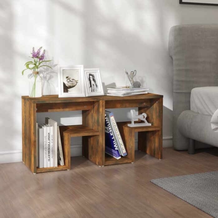 Tables de chevet 2 pcs Chêne fumé 40x30x40 cm Bois d'ingénierie – Image 1