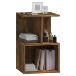 Table de chevet Chêne fumé 35x35x55 cm Bois d'ingénierie – Image 2