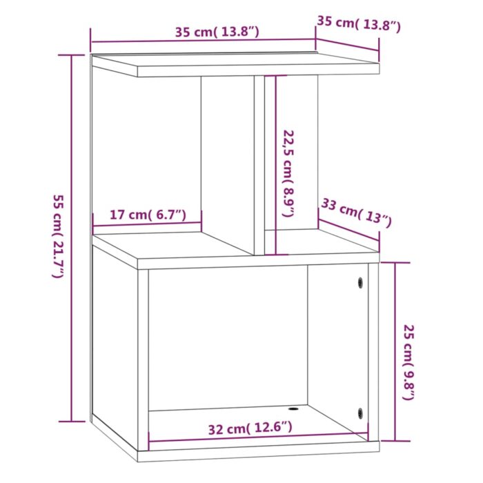 Tables de chevet 2pcs Chêne marron 35x35x55cm Bois d'ingénierie – Image 6