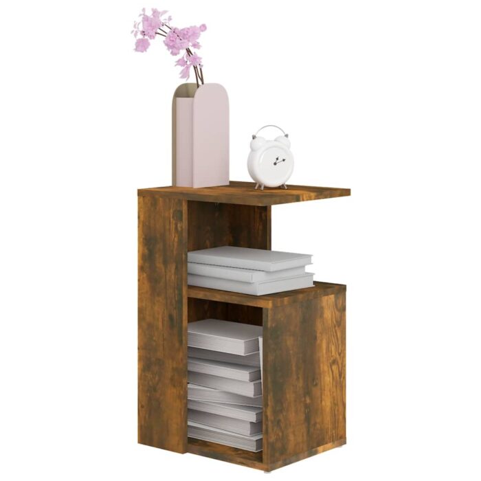 Table d'appoint Chêne fumé 36x30x56 cm Bois d'ingénierie – Image 3