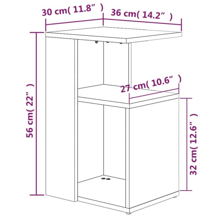 Table d'appoint Chêne fumé 36x30x56 cm Bois d'ingénierie – Image 4