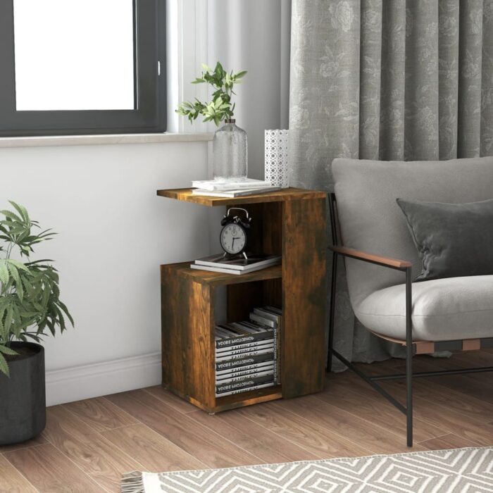 Table d'appoint Chêne fumé 36x30x56 cm Bois d'ingénierie – Image 1