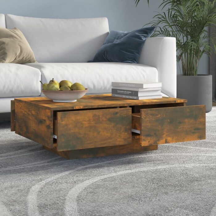 Table basse Chêne fumé 90x60x31 cm Bois d'ingénierie – Image 5