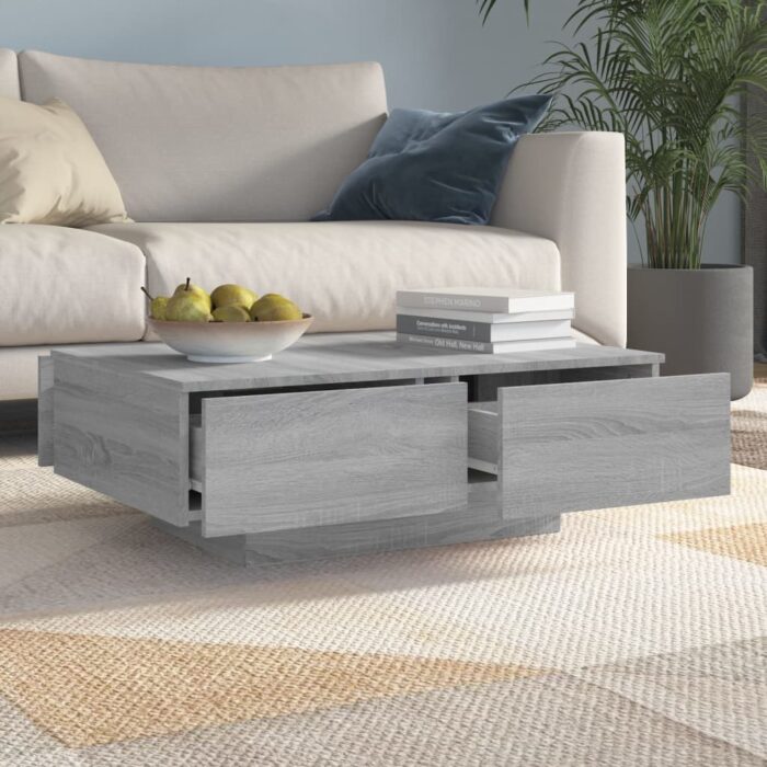 Table basse Sonoma gris 90x60x31 cm Bois d'ingénierie – Image 5
