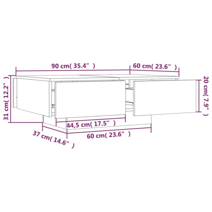 Table basse Sonoma gris 90x60x31 cm Bois d'ingénierie – Image 7