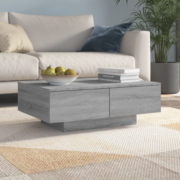 Table basse Sonoma gris 90x60x31 cm Bois d'ingénierie – Image 1