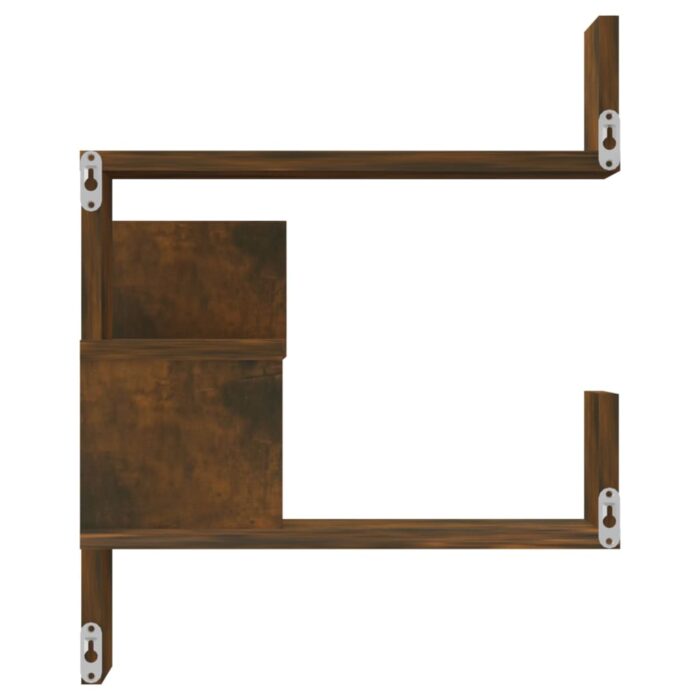 Étagère d'angle murale Chêne fumé 40x40x50 cm Bois d'ingénierie – Image 2