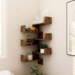 Étagères d'angle murales 2 pcs Chêne fumé 40x40x50 cm Bois – Image 6