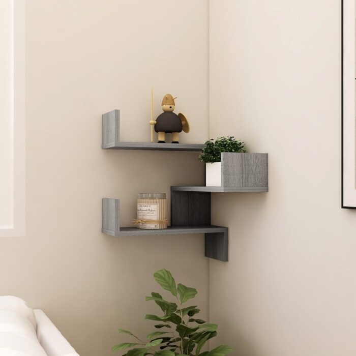 Étagère d'angle murale Sonoma gris 40x40x50cm Bois d'ingénierie – Image 5