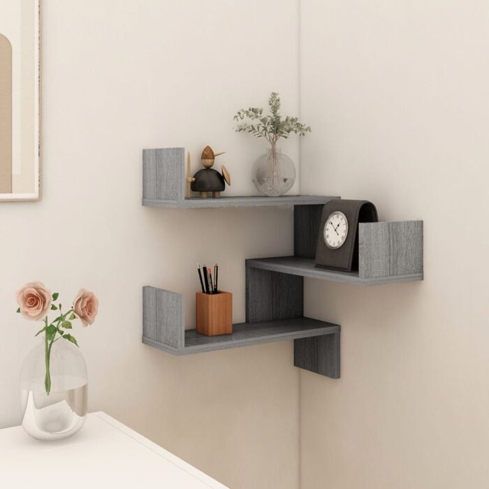 Étagère d'angle murale Sonoma gris 40x40x50cm Bois d'ingénierie – Image 1