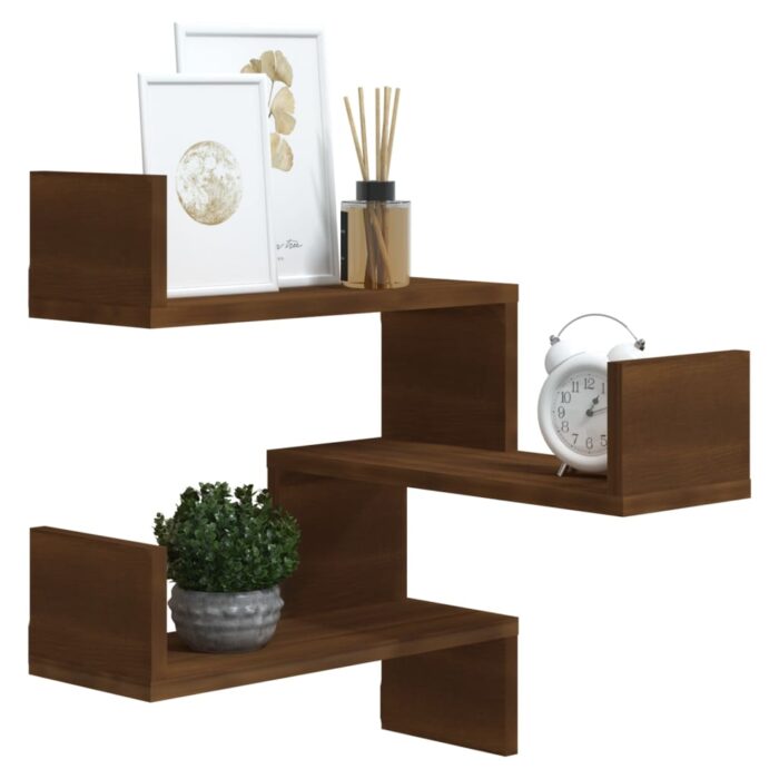 Étagère d'angle murale Chêne marron 40x40x50 cm Bois ingénierie – Image 4