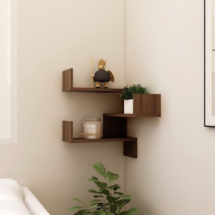 Étagère d'angle murale Chêne marron 40x40x50 cm Bois ingénierie – Image 5