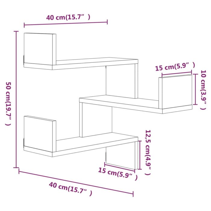 Étagère d'angle murale Chêne marron 40x40x50 cm Bois ingénierie – Image 6