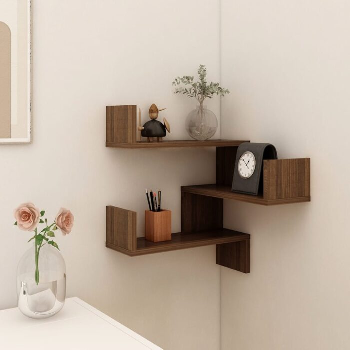Étagère d'angle murale Chêne marron 40x40x50 cm Bois ingénierie – Image 1