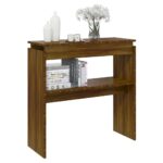 Table console Chêne marron 80x30x80 cm Bois d'ingénierie – Image 3