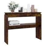 Table console Chêne fumé 102x30x80 cm Bois d'ingénierie – Image 3