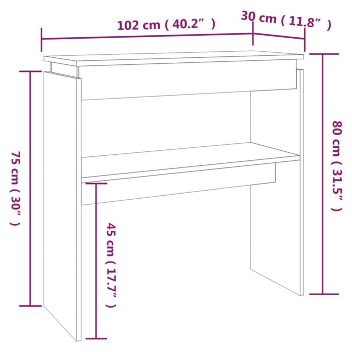 Table console Sonoma gris 102x30x80 cm Bois d'ingénierie – Image 4