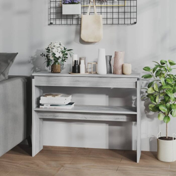 Table console Sonoma gris 102x30x80 cm Bois d'ingénierie – Image 1
