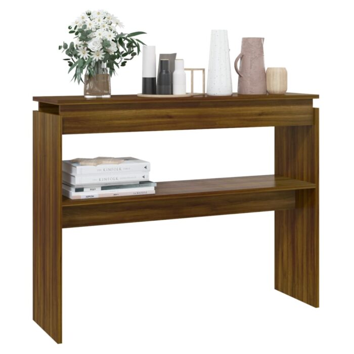Table console Chêne marron 102x30x80 cm Bois d'ingénierie – Image 3