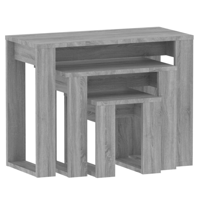 Tables gigognes 3 pcs Sonoma gris Bois d'ingénierie – Image 4