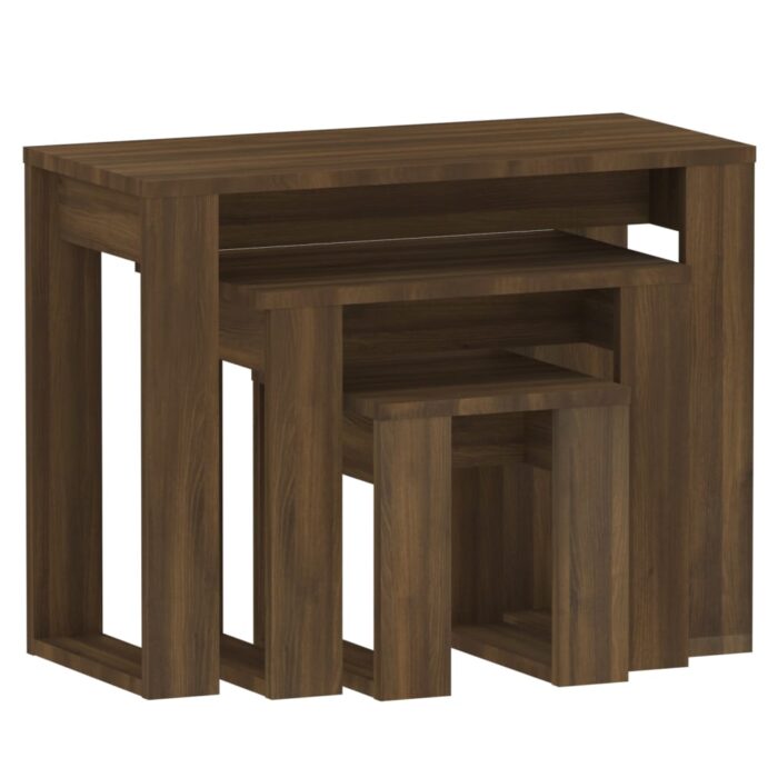 Tables gigognes 3 pcs Chêne marron Bois d'ingénierie – Image 4