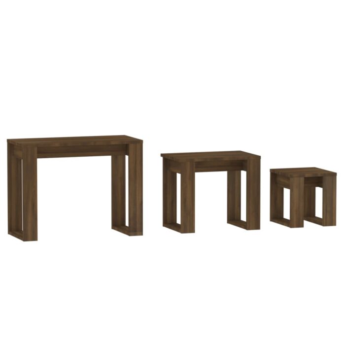 Tables gigognes 3 pcs Chêne marron Bois d'ingénierie – Image 5