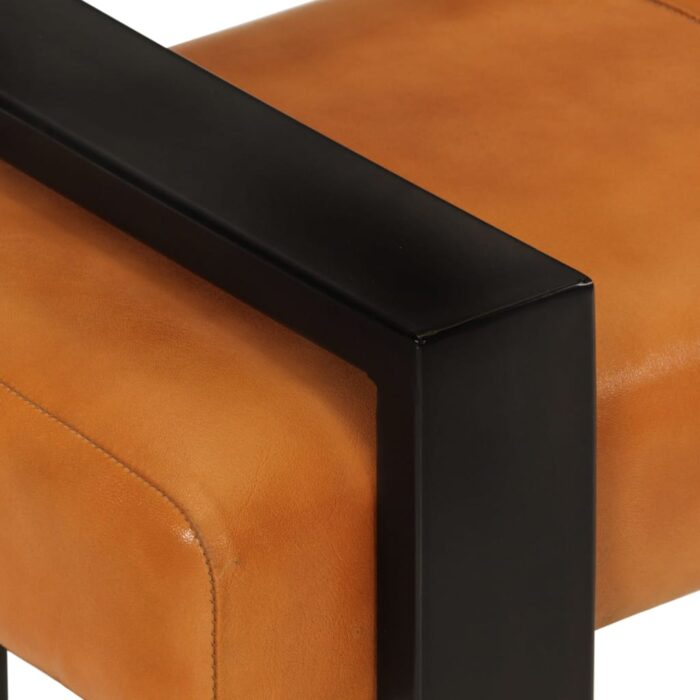 Banc Noir et marron 110 cm Cuir de chèvre véritable – Image 3