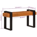 Banc Noir et marron 110 cm Cuir de chèvre véritable – Image 5