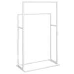 Porte-serviettes sur pied Blanc 48x24x78,5 cm Fer – Image 3