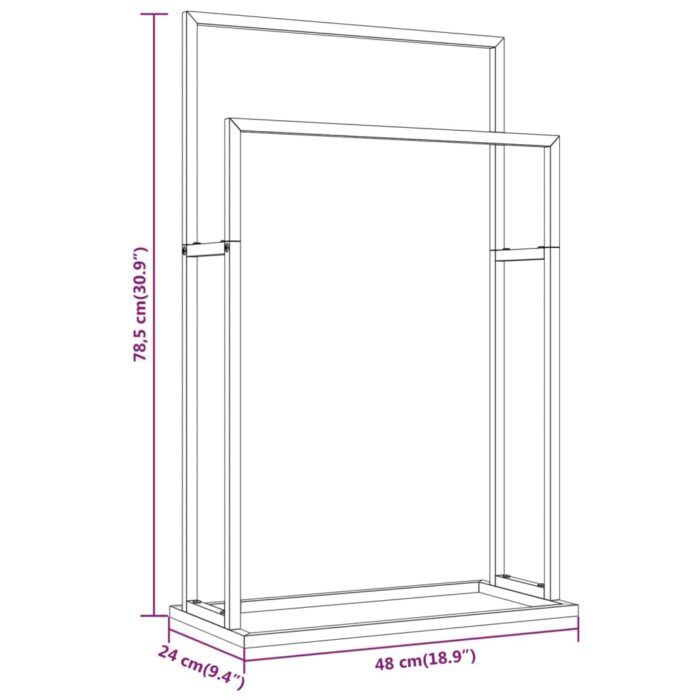Porte-serviettes sur pied Blanc 48x24x78,5 cm Fer – Image 5