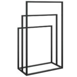 Porte-serviettes sur pied Noir 48x24x79 cm Fer – Image 3