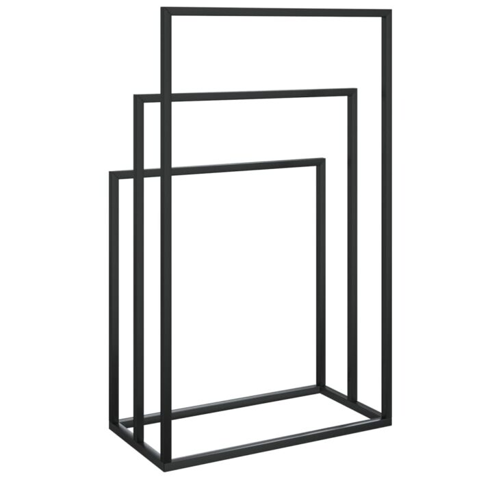 Porte-serviettes sur pied Noir 48x24x79 cm Fer – Image 3