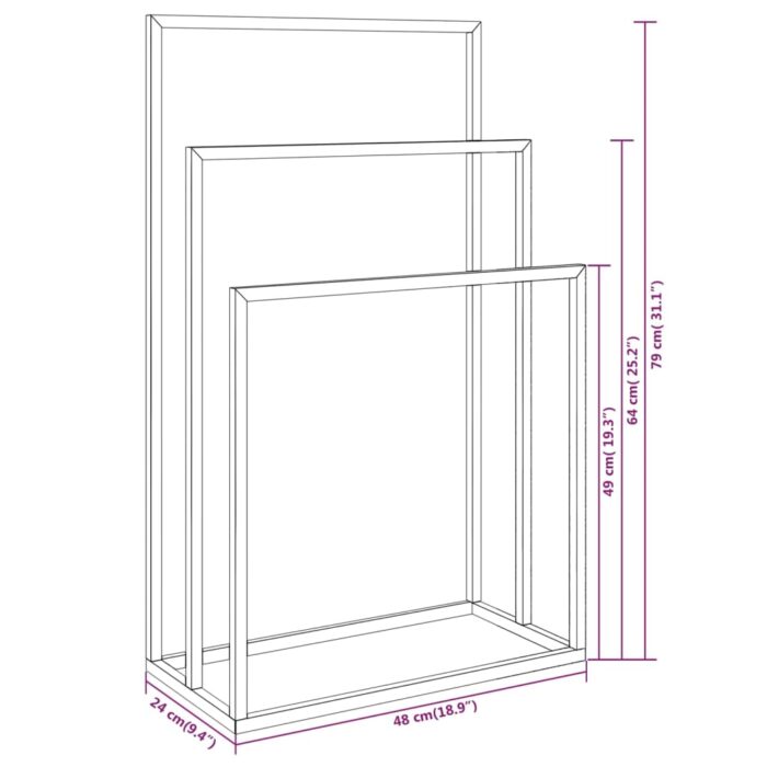 Porte-serviettes sur pied Noir 48x24x79 cm Fer – Image 5