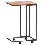 Table d'appoint avec roues Noir 40x30x63,5 cm Bois d'ingénierie – Image 3