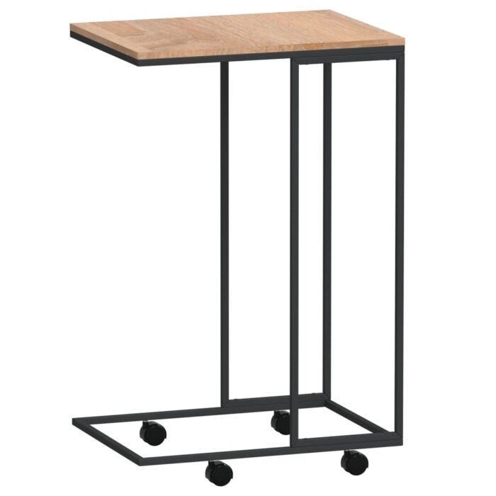 Table d'appoint avec roues Noir 40x30x63,5 cm Bois d'ingénierie – Image 3