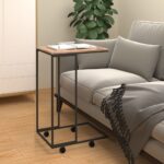 Table d'appoint avec roues Noir 40x30x63,5 cm Bois d'ingénierie