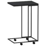 Table d'appoint avec roues Noir 40x30x63,5 cm Bois d'ingénierie – Image 3