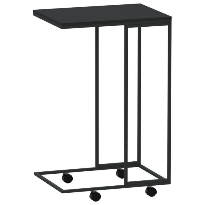 Table d'appoint avec roues Noir 40x30x63,5 cm Bois d'ingénierie – Image 3